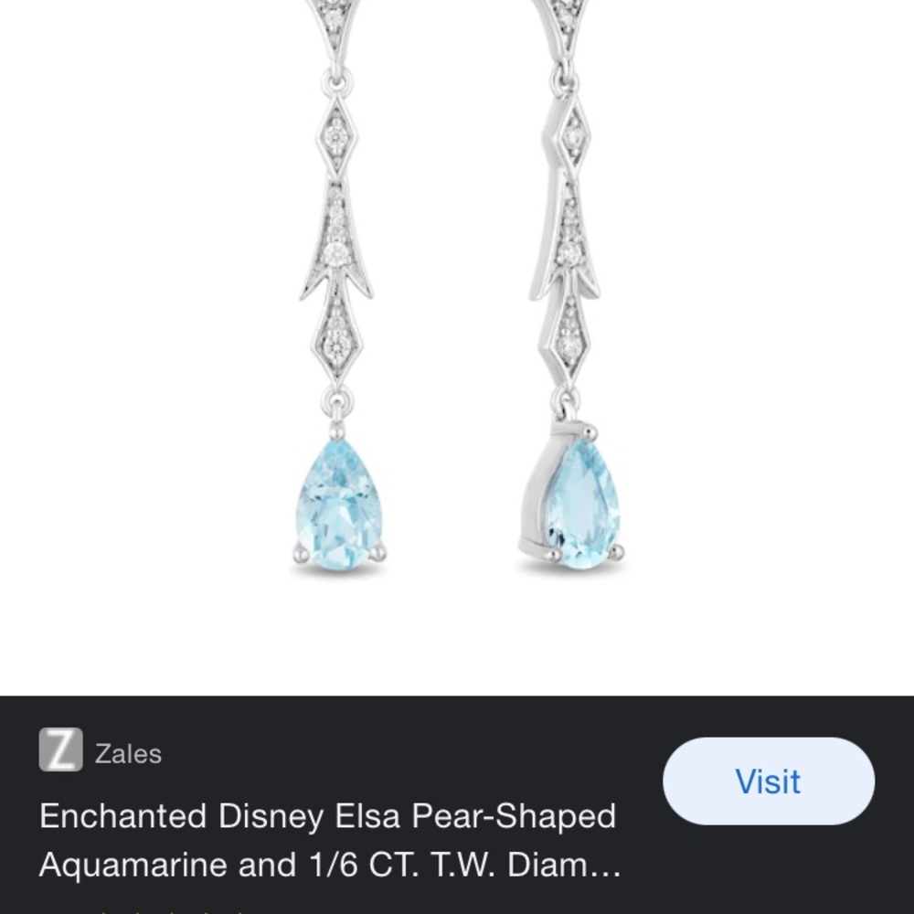 Enchanted Disney Elsa Aquamarine & 1/6 CT. T.W. Diamond Earrings,Sterling Silver